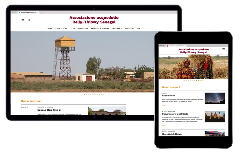 Website for NGO Associazione aquedotto Belly-Thiowy